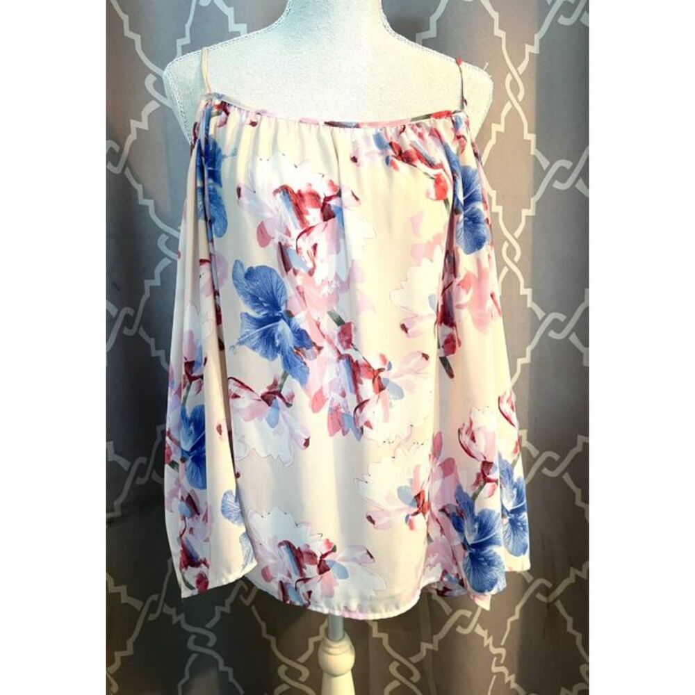 Vince Camuto Floral Cold Shoulder Blouse Size Large